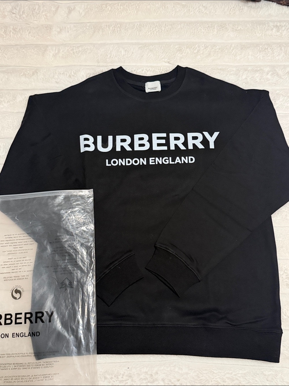Burberry Black Crewneck Sweatshirt with White Logo